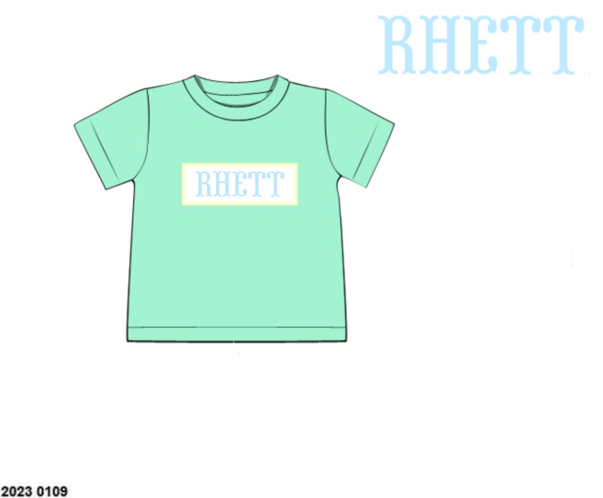 Pre Order 152: Colorblock- Boys Name Smock Knit Shirt