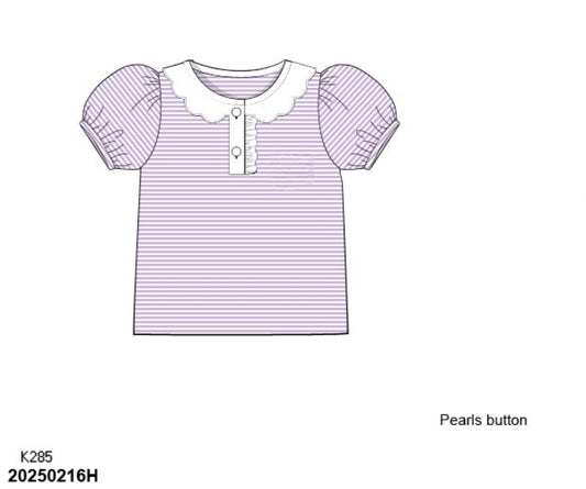 RTS: Girls Formal Mix/Match- Lavender Stripe Knit Shirt