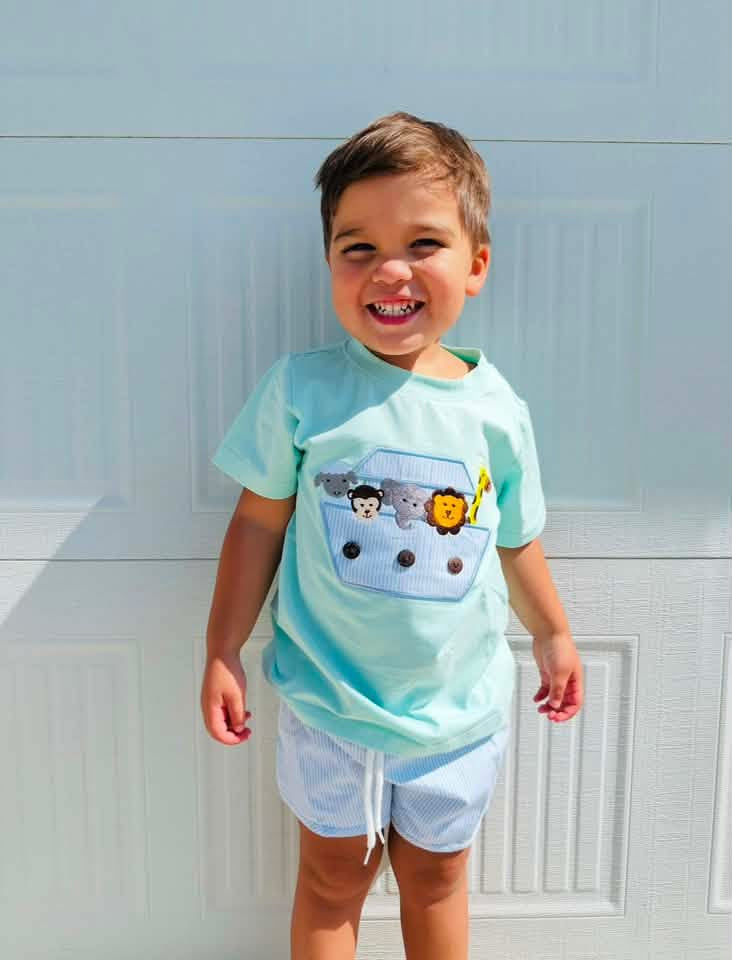 Throwback Pre Order: Noah's Ark- Boys Woven Shortie Set