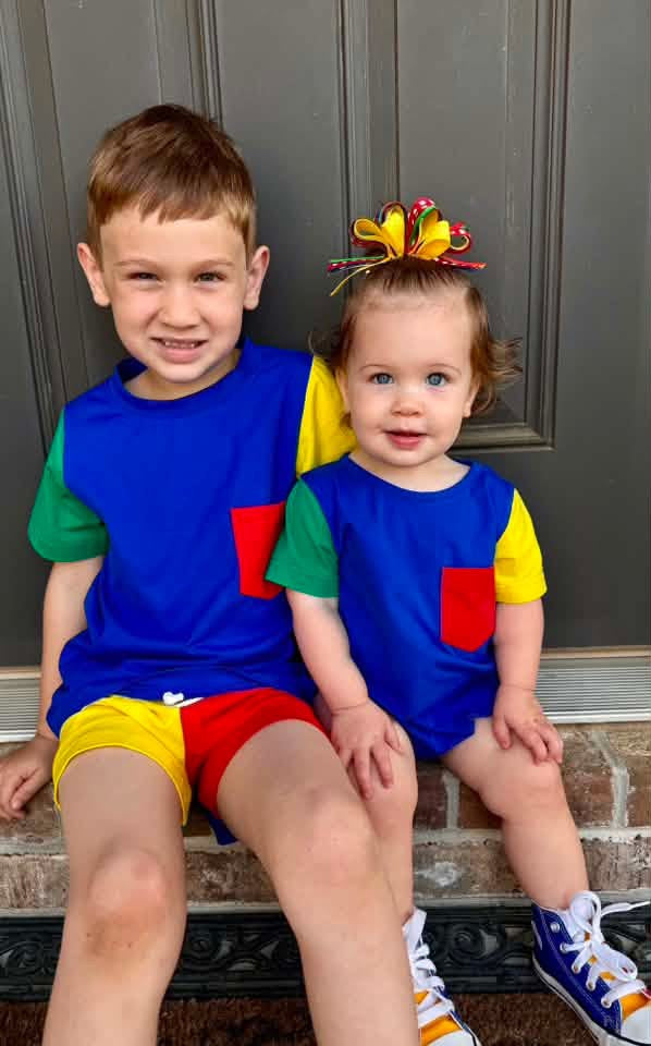 Throwback Pre Order: Primary Colorblock- Boys Knit Shortie Set