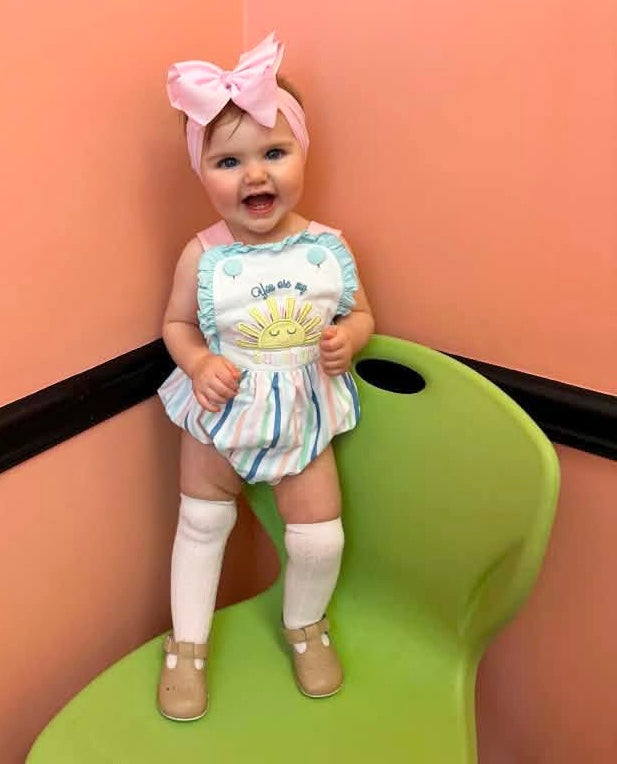 Throwback Pre Order: You Are My Sunshine- Girls Knit Sunsuit