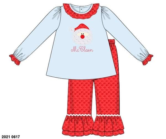 Customer Choice Pre Order 1: Girls Minky Santa Pant Set