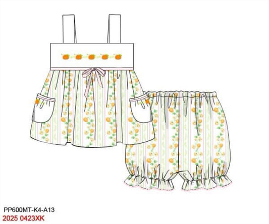RTS: Pumpkin Patch- Girls Knit Bubble Short Set