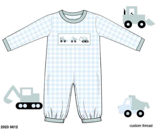 RTS: Boys Only- Smocked Construction Knit Romper