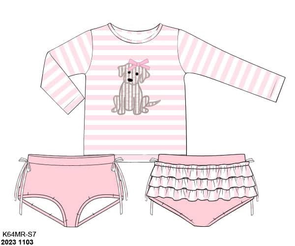 Pre Order 138: BBS Puppy- Girls 2pc Rash Guard Swim
