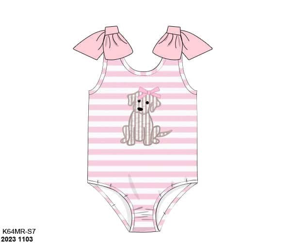 Pre Order 138: BBS Puppy- Girls 1pc Rash Guard Swim