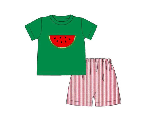 Pre Order 101: OG Watermelons- Boys Seersucker Traditional Short Set