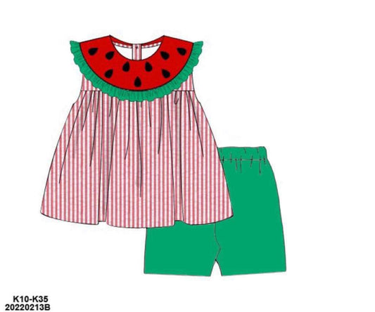 RTS: OG Watermelons- Girls Knit Biker Short Set
