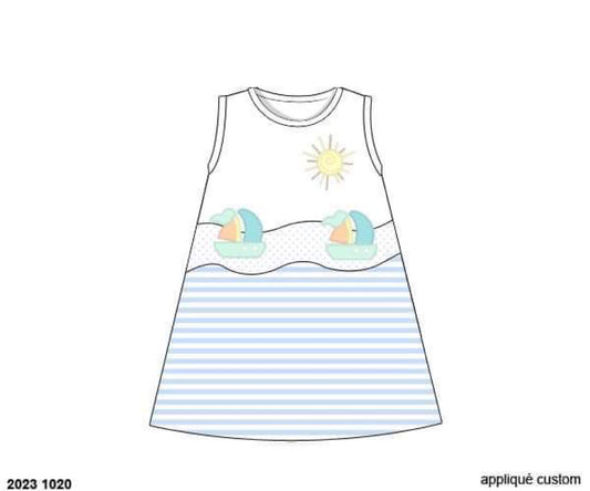 RTS: Sellers Sailboats- Girls Knit Applique Play Dress