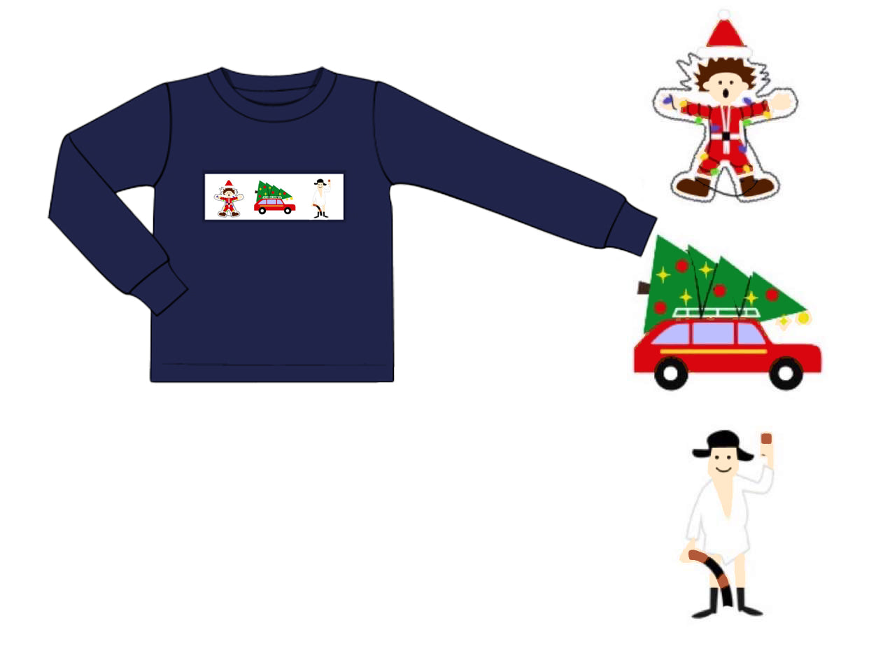 RTS: Shirt Only- Boys Smocked Christmas Vacation