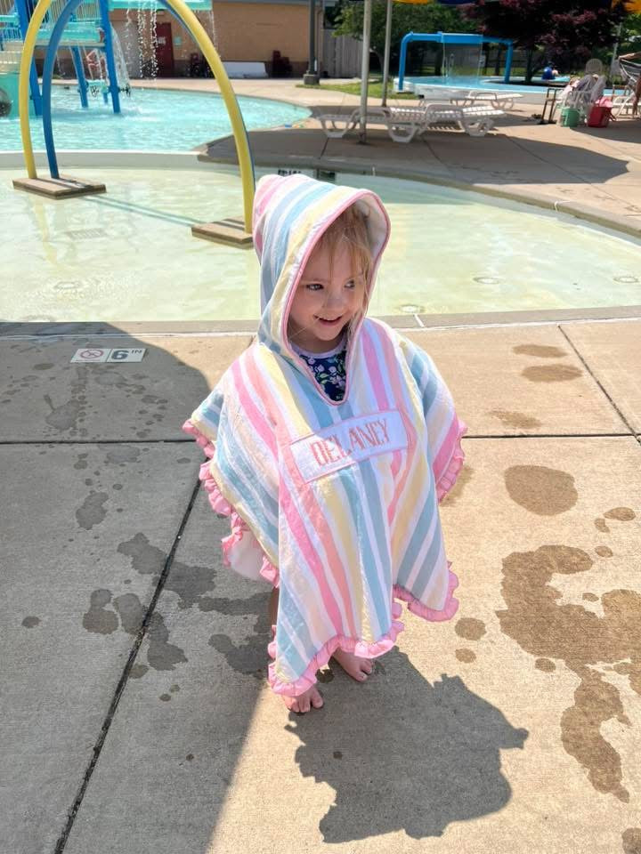 Pre Order 138: Jubilee Stripe- Girls Smocked Hooded Towel