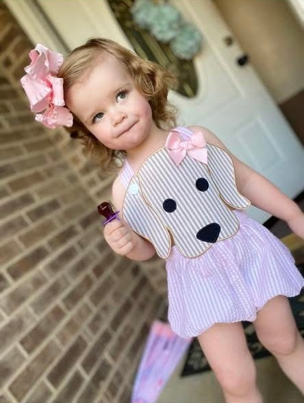 Pre Order 138: BBS Puppy- Girls Woven Sunsuit
