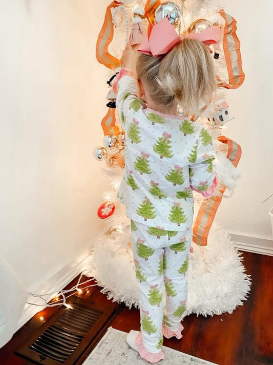 RTS: Watercolor Trees- Girls 2pc Knit Lounge Set
