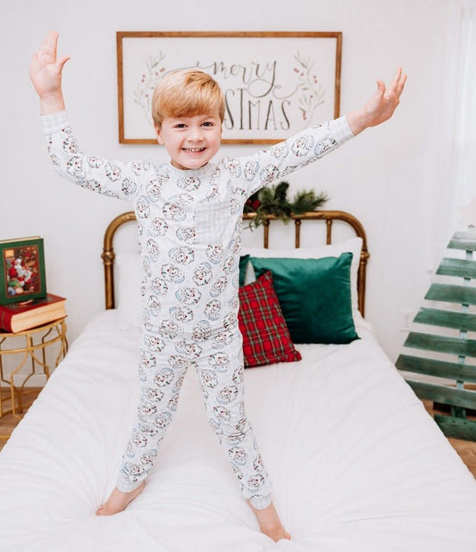 RTS: Pink & Blue Santa- Boys 2pc Knit Lounge Set