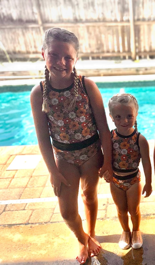 RTS: Cocoa Bay- Girls 2pc Strappy Rash Guard Swim