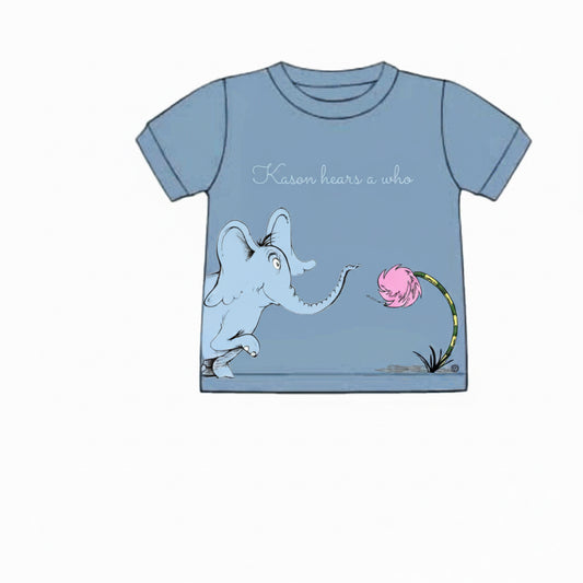 RTS: Book Shirts- Boys Elephant Shirt "Kasen hears a who"