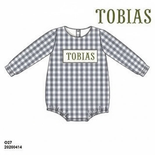 RTS: Boys Linen Name Smock Bubble "Tobias"