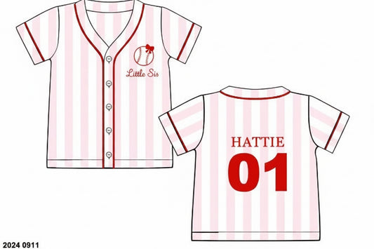 RTS: Play Ball- Girls Knit Jersey "Little Sis/ Hattie"