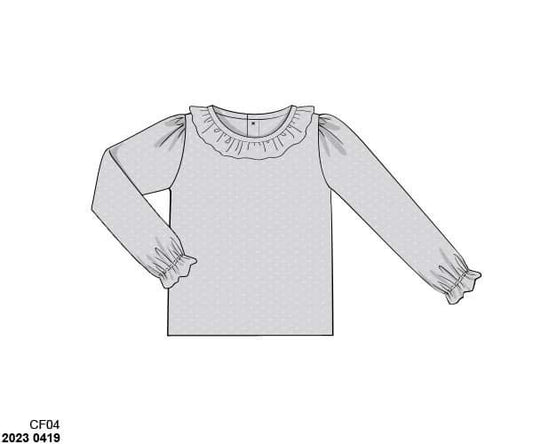 Pre Order 141: Girls Only- White Swiss Dot Layering Shirt