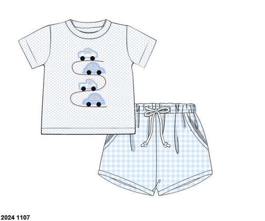 RTS: Boys Only- Car Applique Shortie Set