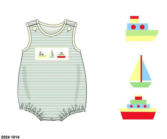 RTS: Boys Only- Beth's Boats Knit Bubble