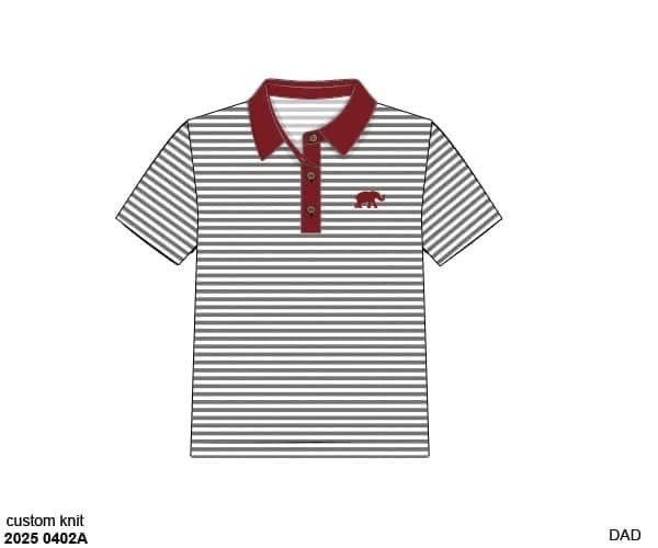 RTS: Parker Polos- Crimson & Gray Stripe Dad/Mini Knit Polo