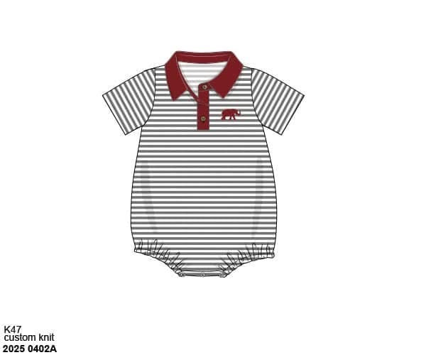 RTS: Parker Polos- Boys Crimson & Gray Stripe Knit Polo Bubble