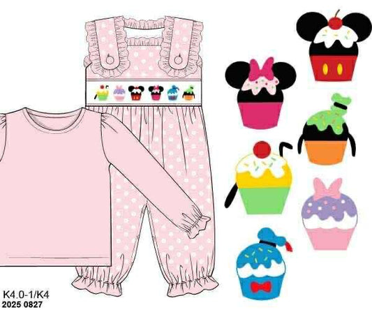 Pre Order 133: Hotdog Cupcakes- Girls Knit 2pc Romper