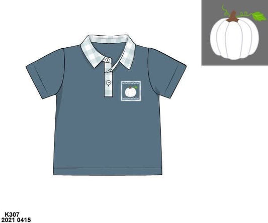 Pre Order 141: White Pumpkins- Boys Smocked Polo