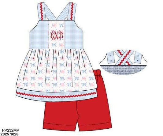 Pre Order 137: Let Freedom Ring- Girls Biker Short Set