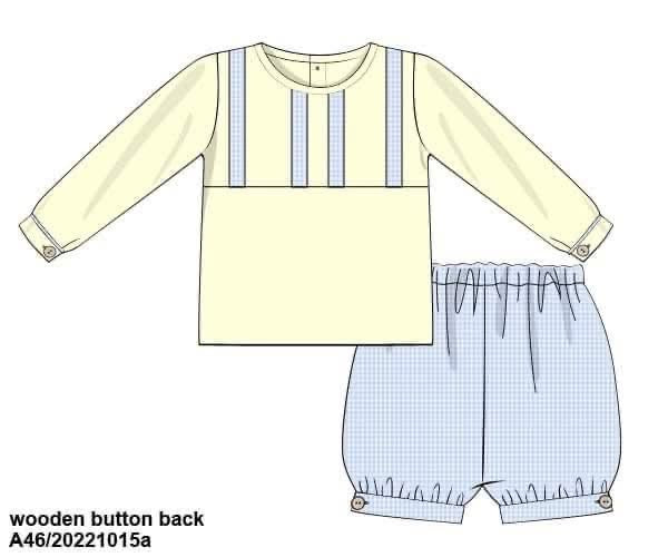 Pre Order 148: Yellow Sellers Heirloom- Boys Woven Bubble Short Set