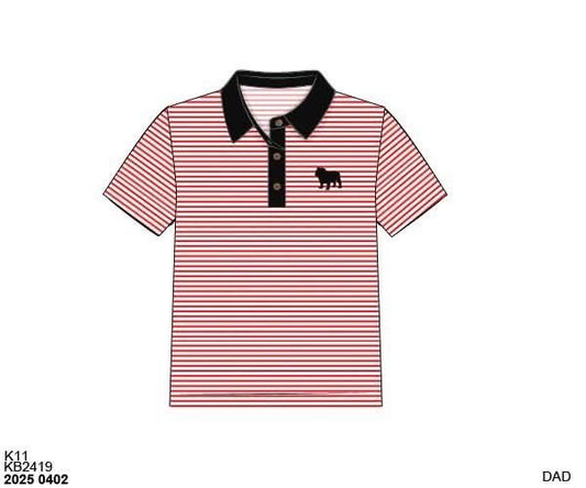 RTS: Parker Polos- Black & Red Stripe Knit Polo