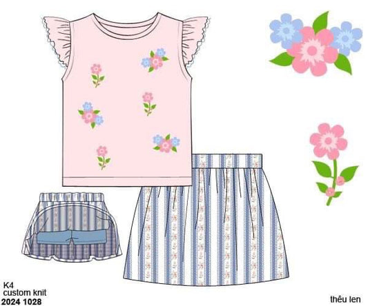 RTS: Girls Only- Kendall's Fields Knit Skort Set
