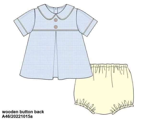 Pre Order 148: Yellow Sellers Heirloom- Boys Woven Diaper Set