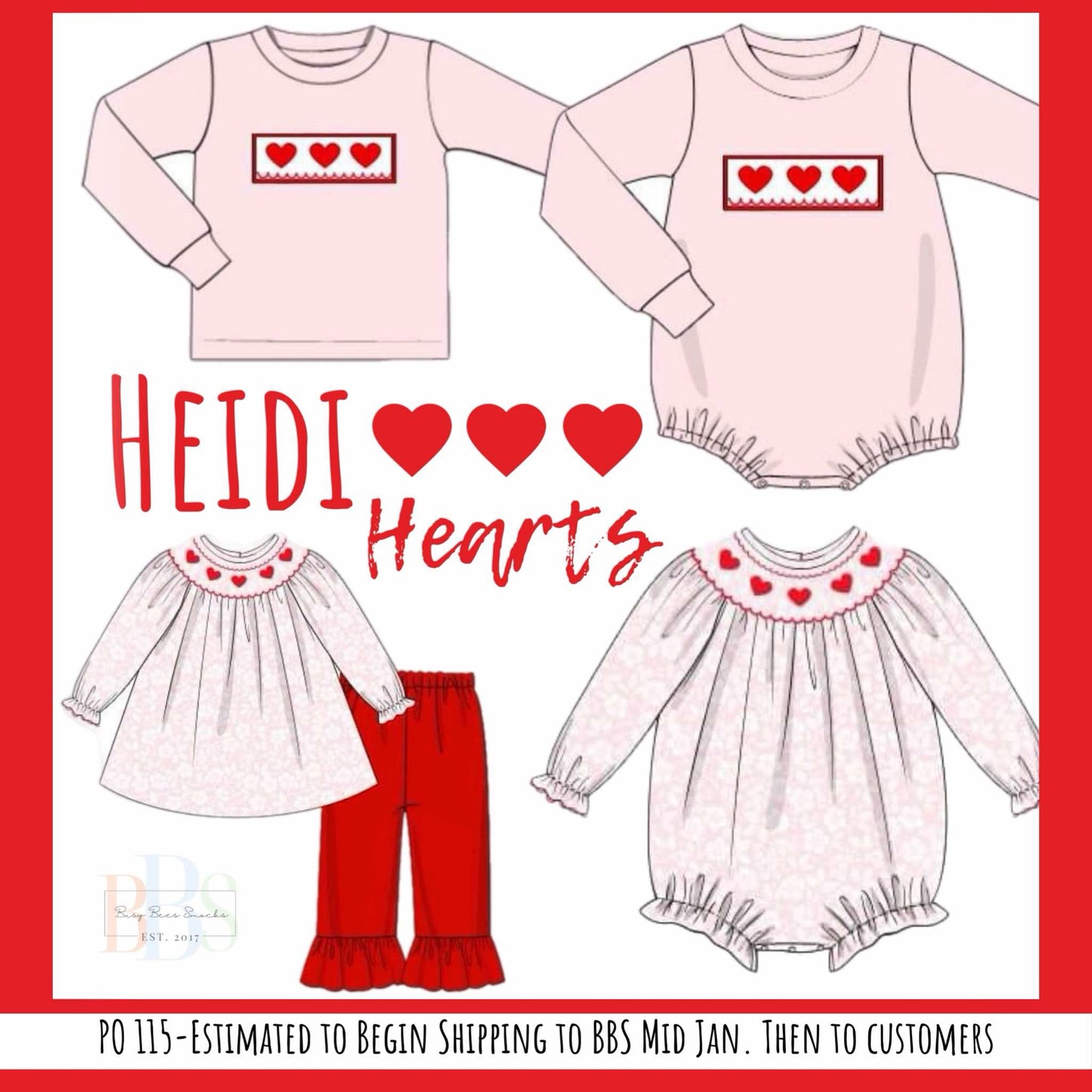 RTS: Heidi's Hearts- Girls Knit Pant Set