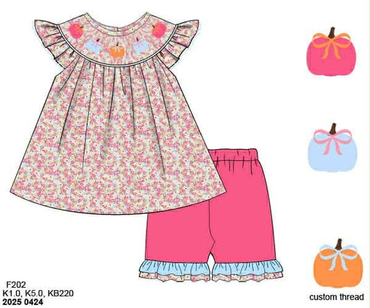 Pre Order 141: Remy's Pumpkins- Girls Biker Short Set