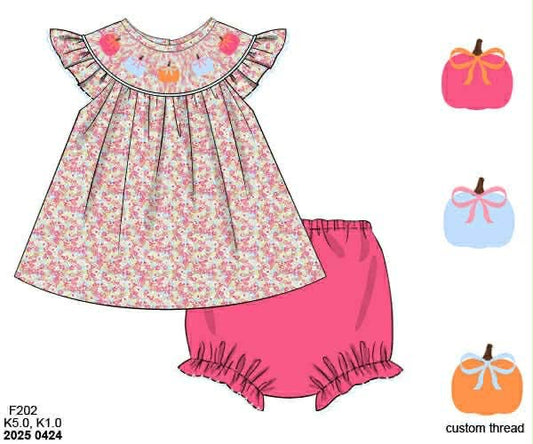 Pre Order 141: Remy's Pumpkins- Girls Bloomer Set