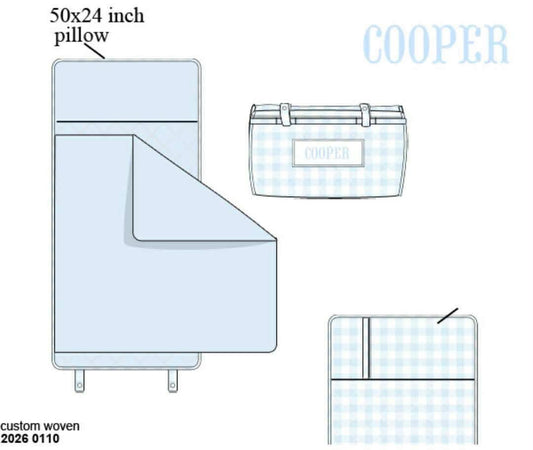 Pre Order 139: Baby Blue Gingham- Smocked Napmat