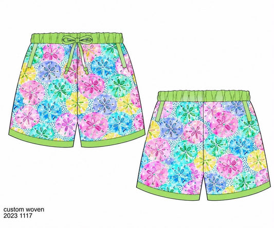 Pre Order 151: Swim Safe Sand Dollars- Dad/Mini Woven Traditional Swim Shorts