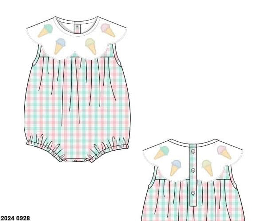 RTS: Ice Cream- Girls Woven Bubble