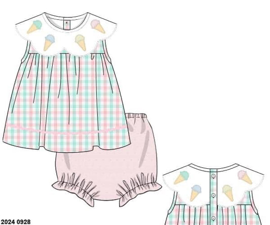 RTS: Ice Cream- Girls Woven Bloomer Set