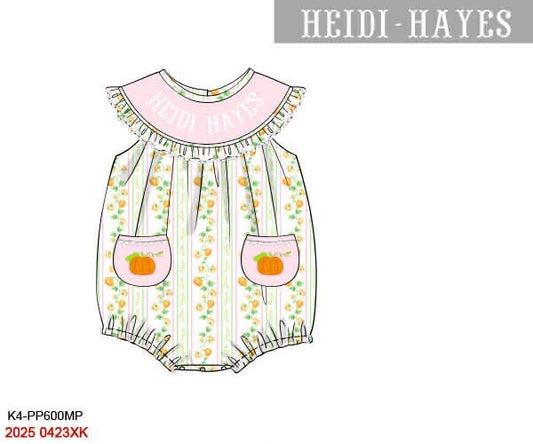 Pre Order 141: Pumpkin Vines- Girls Knit Name Smock Bubble