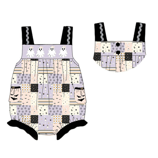 RTS: Spooky Patchwork- Girls Knit Bubble
