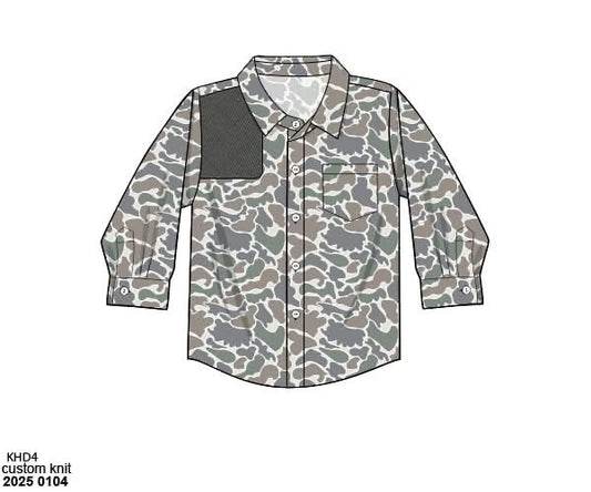 RTS: Causey Camo & Fall Patchwork- Dad/Mini Camo Woven Button Up