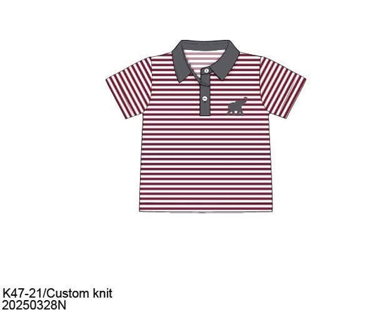 RTS: Parker Polos- Gray & Crimson Stripe Dad/Mini Knit Polo