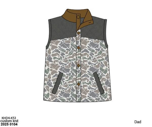Pre Order 126: Causey Camo & Fall Patchwork- Dad/Mini Camo Quilted Vest