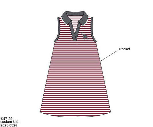 RTS: Parker Polos- Gray & Crimson Stripe Mini Knit Polo Dress