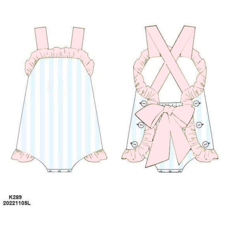 RTS: Pastel Stripes- Girls Woven Sunsuit (Without Monogram)