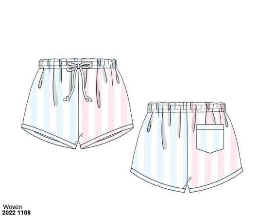 RTS: Pastel Stripes- Boys Woven Swim Shorties