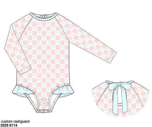 RTS: Denny Mouse- Girls 1pc Long Sleeve Rash Guard Swim